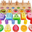 3-in-1 Multifunctional Wooden Toy Set - Fishing, Fruit Cutting, & Geometric Shape Matching for Early Childhood Education