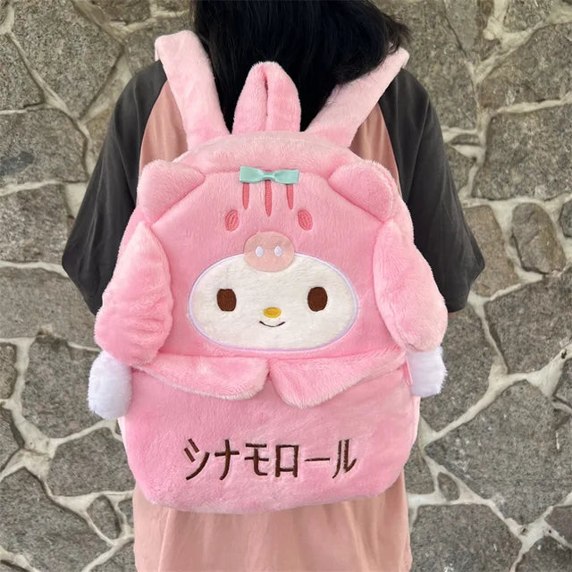 Soft Toys Bag, Large Capacity Melody Backpack, Cute Cartoon Plush, Anime Character Plush Backpack, School Girls Korean Backpack for Kids Adults - Toyigo