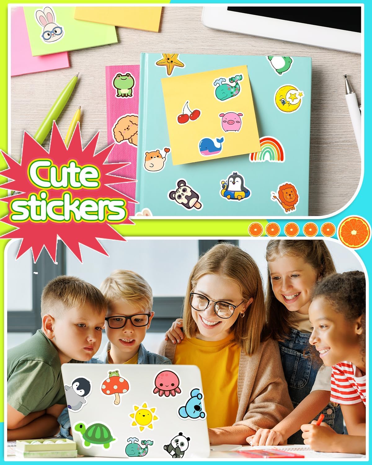 2000 Pcs Stickers, Water Bottle Stickers for Teens, Cute Kawaii Vinyl Phone Laptop Skateboard Animal Waterproof Stickers  for Kids, Bulk Aesthetic Sticker Packs for Boys Girls Teacher