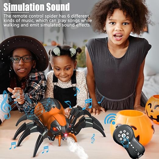 Remote Control Spider Toys with Spray/Light/Music, Christmas Birthday Halloween Easter Toys for Kids, Gifts for 6 7 8 9 10 11 12 Year Old Boys Girls - Toyigo