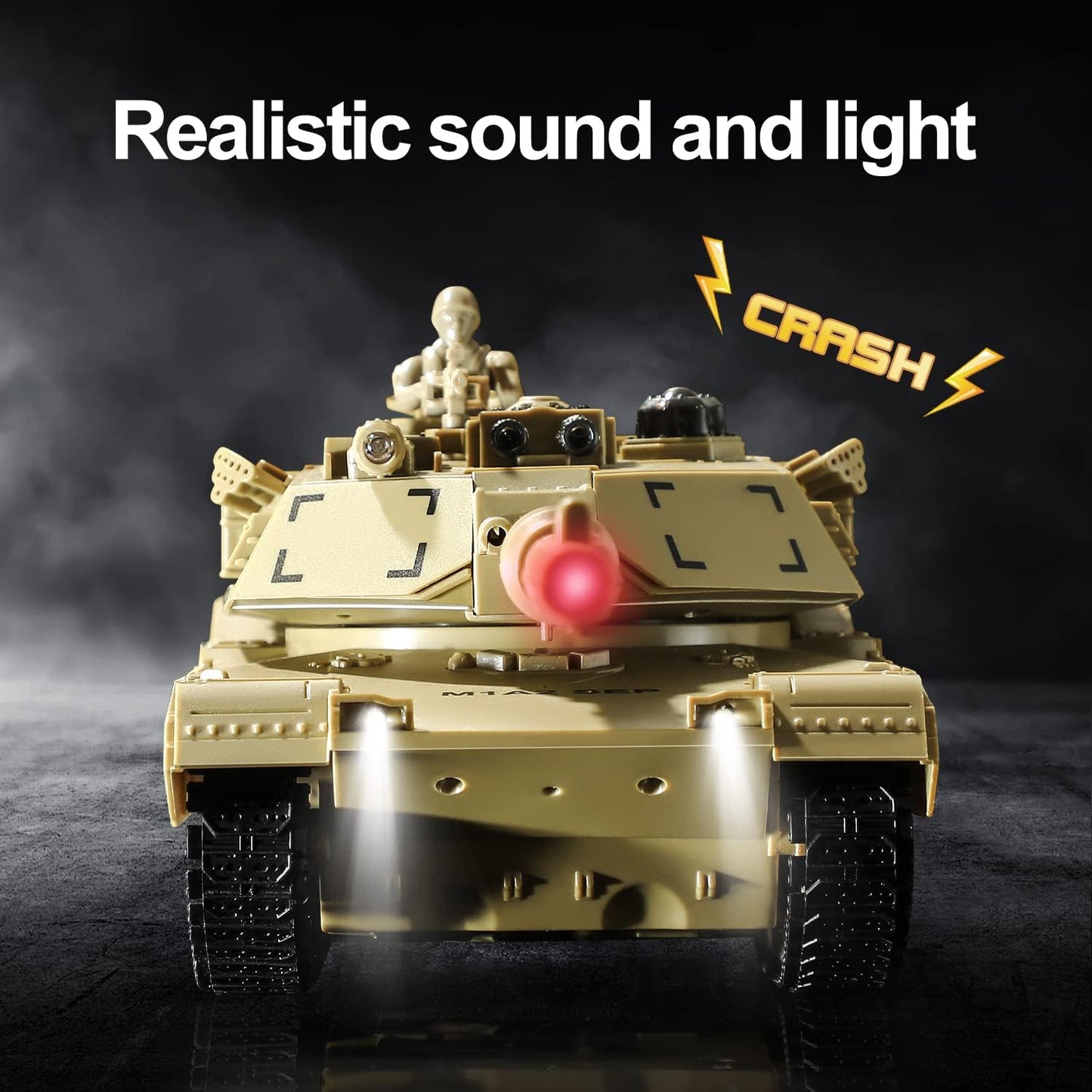 Remote Control Tank,  2.4Ghz 9-Channel RC Military Vehicles, RC US M1A2 Abrams Army Tank Toy,  Rotating Turret and Sound, Xmas Military Toys for Children, Best RC Tank for 6, 7, 8-Year-Old Boys - Toyigo