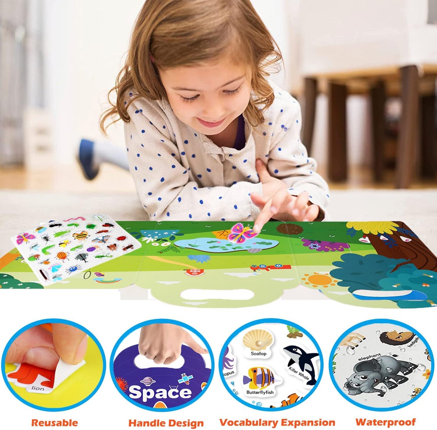 Reusable Sticker Books for Toddlers 2-4 Years, Animals Themed Sticker for Kids 1-3, Easter Gifts for Kids Toddler Boys Girls Travel Toys