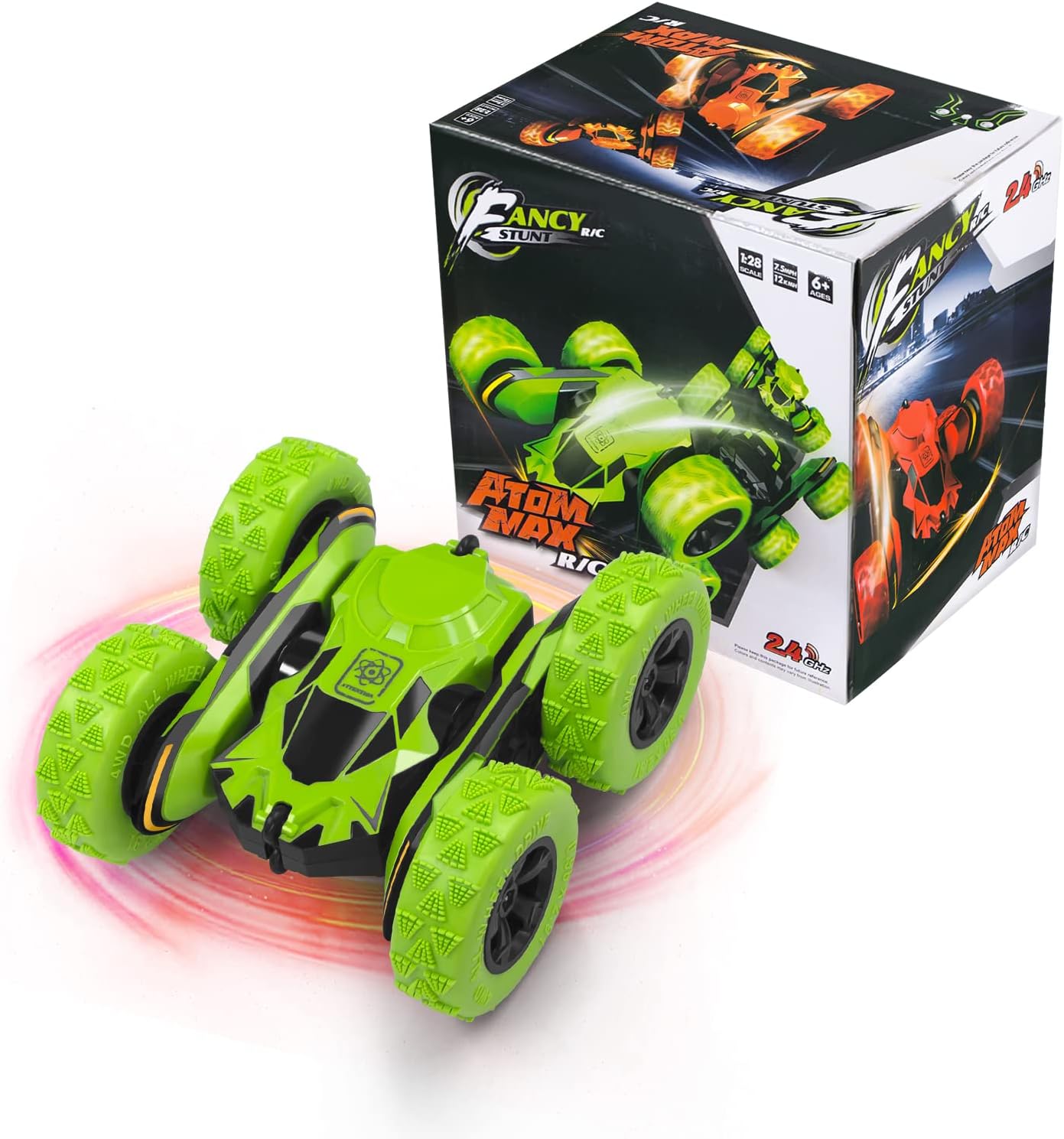 RC Cars Remote Control Car, 360øDouble Sided Flips Rotating RC Stunt Car, with Wheel Lights,4WD 2.4Ghz Double-Sided RC Cars, Kids Xmas Birthday Toy Cars for Boys/Girls, Green, blue - Toyigo