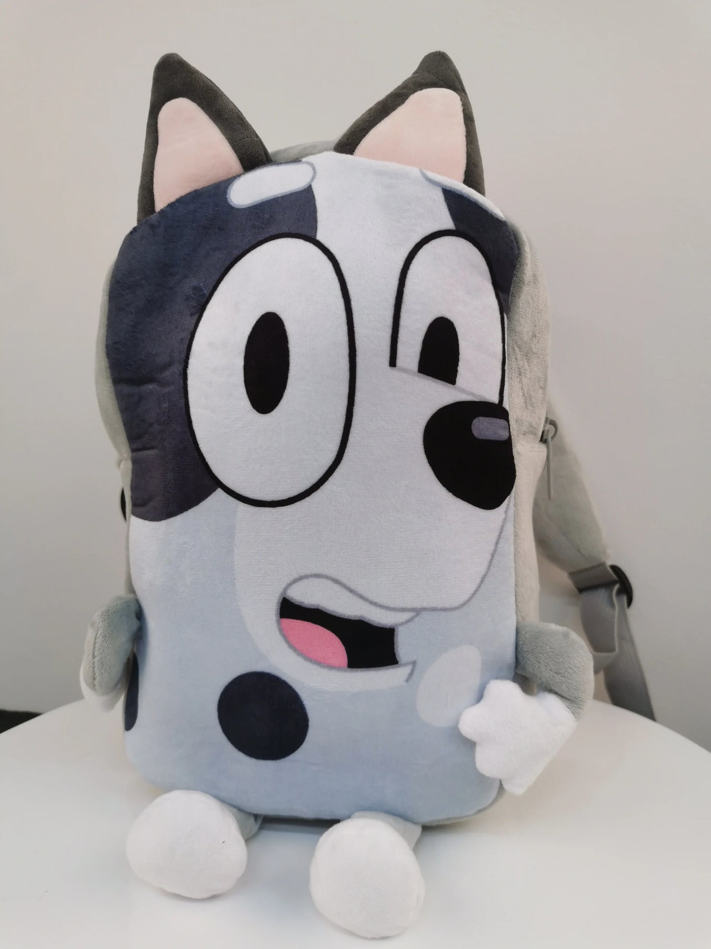 BLUEY Backpack, Cartoon Plush Backpack, Kindergarten Children Schoolbag, 24Inch, Plush with 3D Ears & Appliques, Lightweight Travel Photo Snack Bag Children Gifts - Toyigo