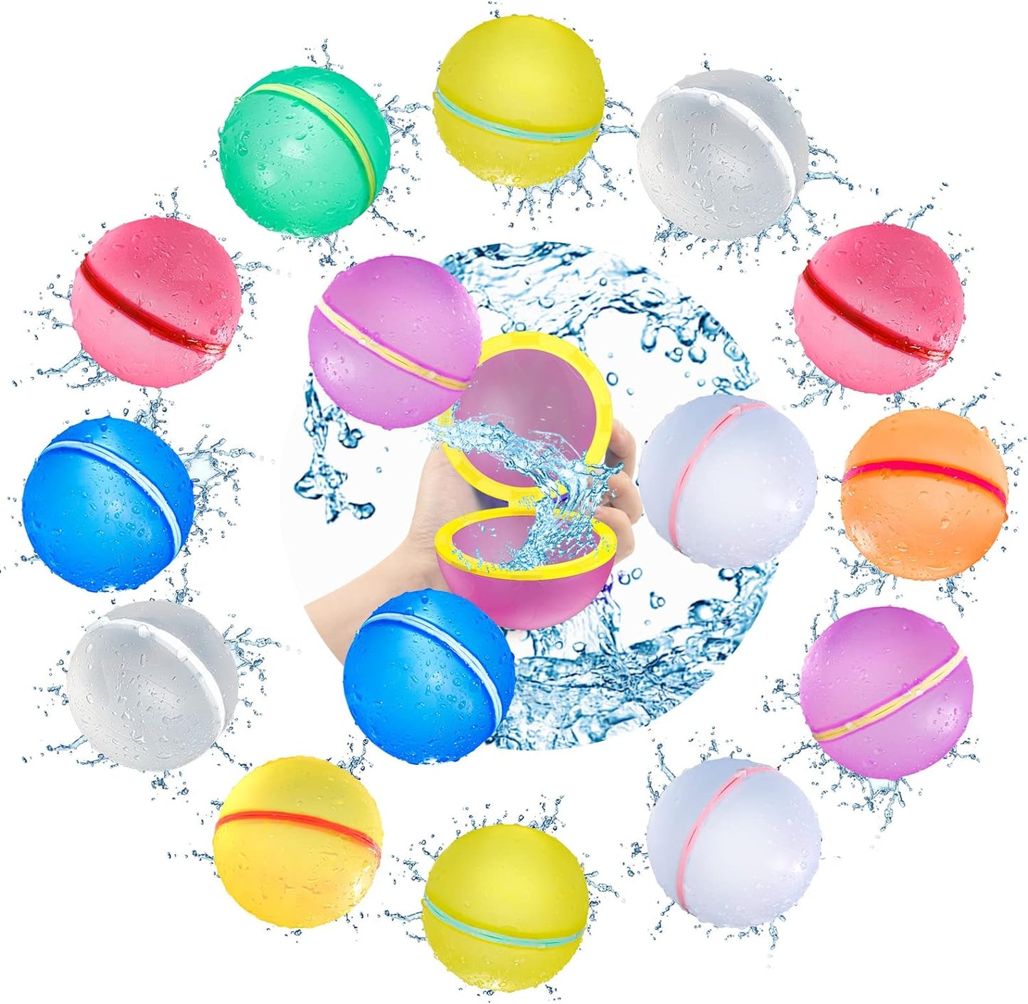 12PCS Reusable Water Balloons, Pool Beach Toys for Kids, Summer Fun Outdoor Water Toys Games for Kids Adults Outside Play, Backyard Swimming Pool Party Supplies