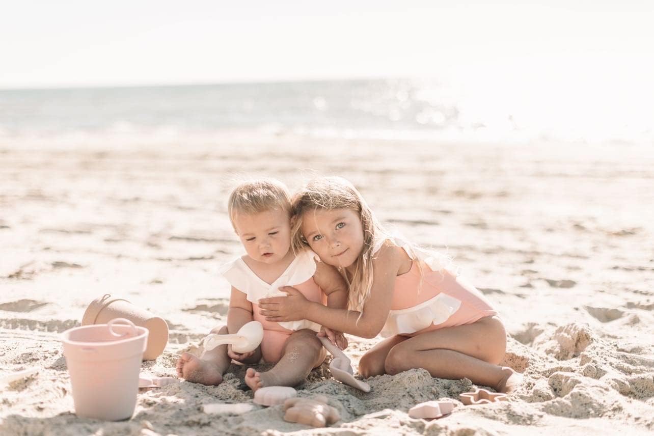 Silicone Summer Beach Set XL, Toddler Sandbox Toys  + Beach Bag + Watering Can & Rake (Warm Sand)