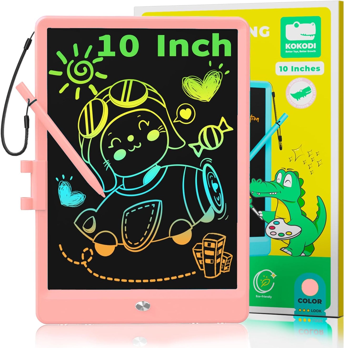 LCD Writing Tablet, Erasable Reusable Electronic Drawing Pads, 10 Inch Colorful Toddler Doodle Board Drawing Tablet, Educational and Learning Toy for 3-6 Years Old Boy and Girls - Toyigo