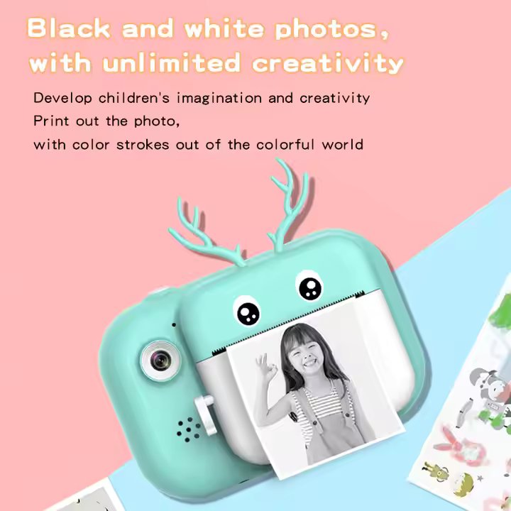 Kids Portable Instant Print Camera, Rechargeable Digital Photo & Video Camera with Games, Perfect Gift for Boys & Girls