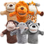 6Pcs Kids Hand Puppet Set with Working Mouth, Toddler Animal Plush Toy Includes Elephant, Giraffe, Lion, Bear, Raccoon and Monkey for Show Theater, Birthday Gifts, Easter Basket Stuffers