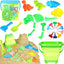 Beach Toys Sand Toys, Dinosaur Sand Toys with Collapsible Beach Bucket and Mesh Bag, Dinosaur Sand Molds, Shovel and Rake, Sandbox Toys for Toddlers, Travel Beach Toys for Kids 3-10