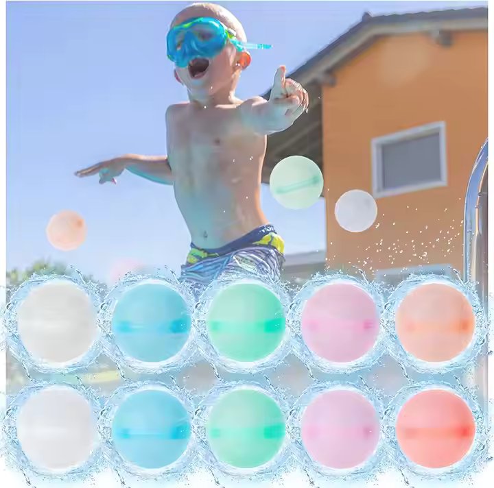 Water Balloons Self Sealing Quick Fill Refillable Water Balls for Kids, 10pcs Reusable Water Bomb Splash Balls for Pool Outdoor Water Toys Balloons for Water Fight Game Summer Fun Party(Non-magnetic)