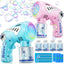 2 Packs Bubble Guns, 10 Holes Wands Automatic Bubble Machine with LED Light & Music Mode for Kids, Includes Bubble Solution & Batteries, Toys for Ages 3+ Year Old, Gifts for Boys/Girls