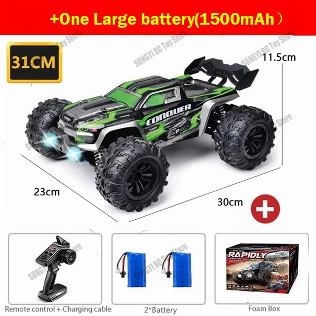 Rc Truck Cars, 16103 Fast Rc Cars, 50km/h 1/16 Off Road 4WD with LED Headlights, 2.4G Waterproof Truck, Remote Control Monster Truck for Adults and Kids - Toyigo