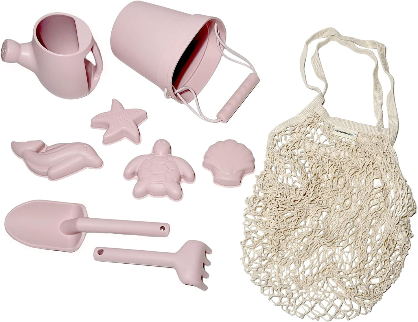 Silicone Summer Beach Set XL, Toddler Sandbox Toys  + Beach Bag + Watering Can & Rake (Warm Sand)