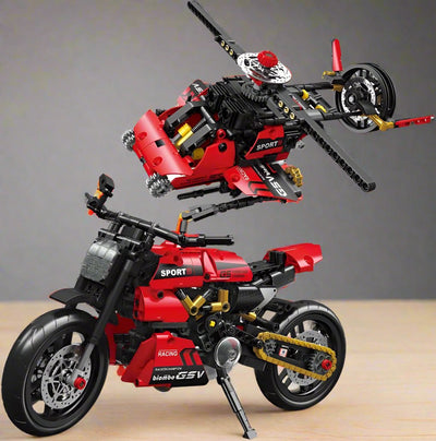 Deformation Motorcycle Building Toy, Transforming Motorcycle Building Block Kit for Boys 8+ Years Old