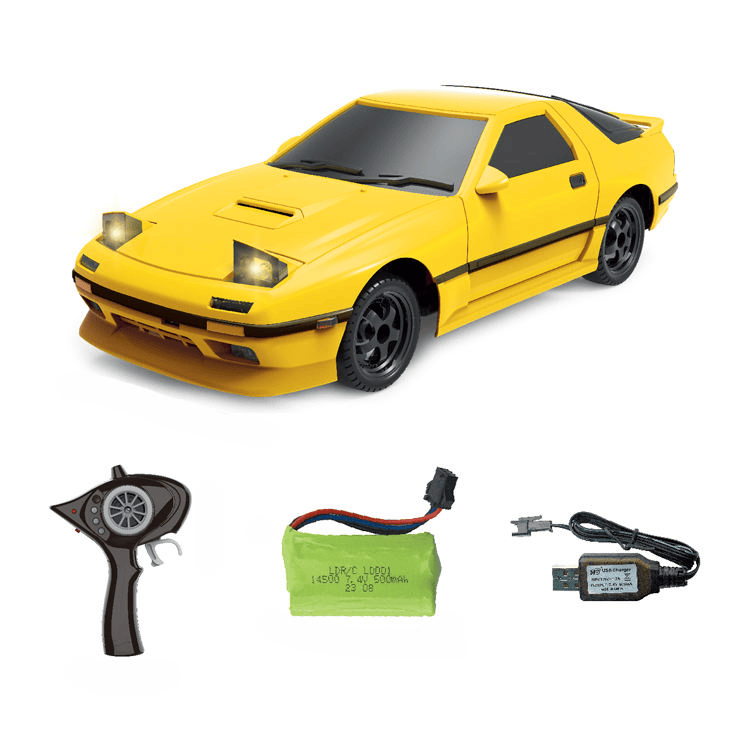 LDRC A01Y 1/18 Scale 2.4GHz RWD RC Drift Car – FC Racing Model with LED Lights & Flip Function
