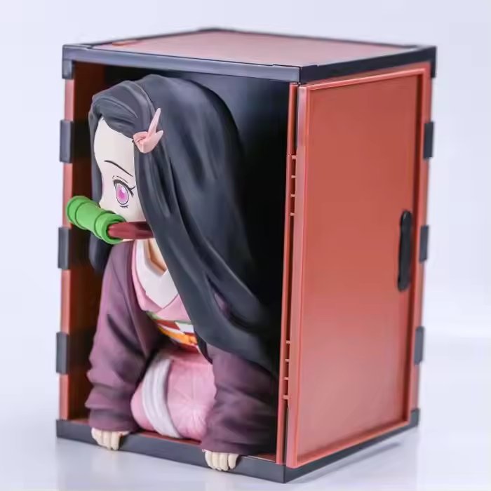 22CM Demon Slayer Kamado Nezuko Figures Popcorn Box Model Doll PVC Anime Figure Statue Manga Decor Gift Toys