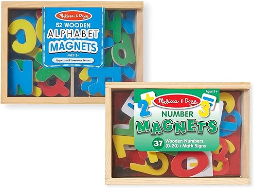 Deluxe Magnetic Letters and Numbers Set With 89 Wooden Magnets - Alphabet Letter Magnets, Number Magnets, Learning Toys For Preschoolers And Kids Ages 3+