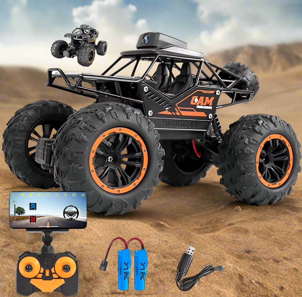 RC Car, Remote Control Car with Camera Wi Fi 720P HD FPV Camera, 2.4Ghz 1/18 Scale Off-Road Remote Control Truck Monster Trucks for Kids - Toyigo