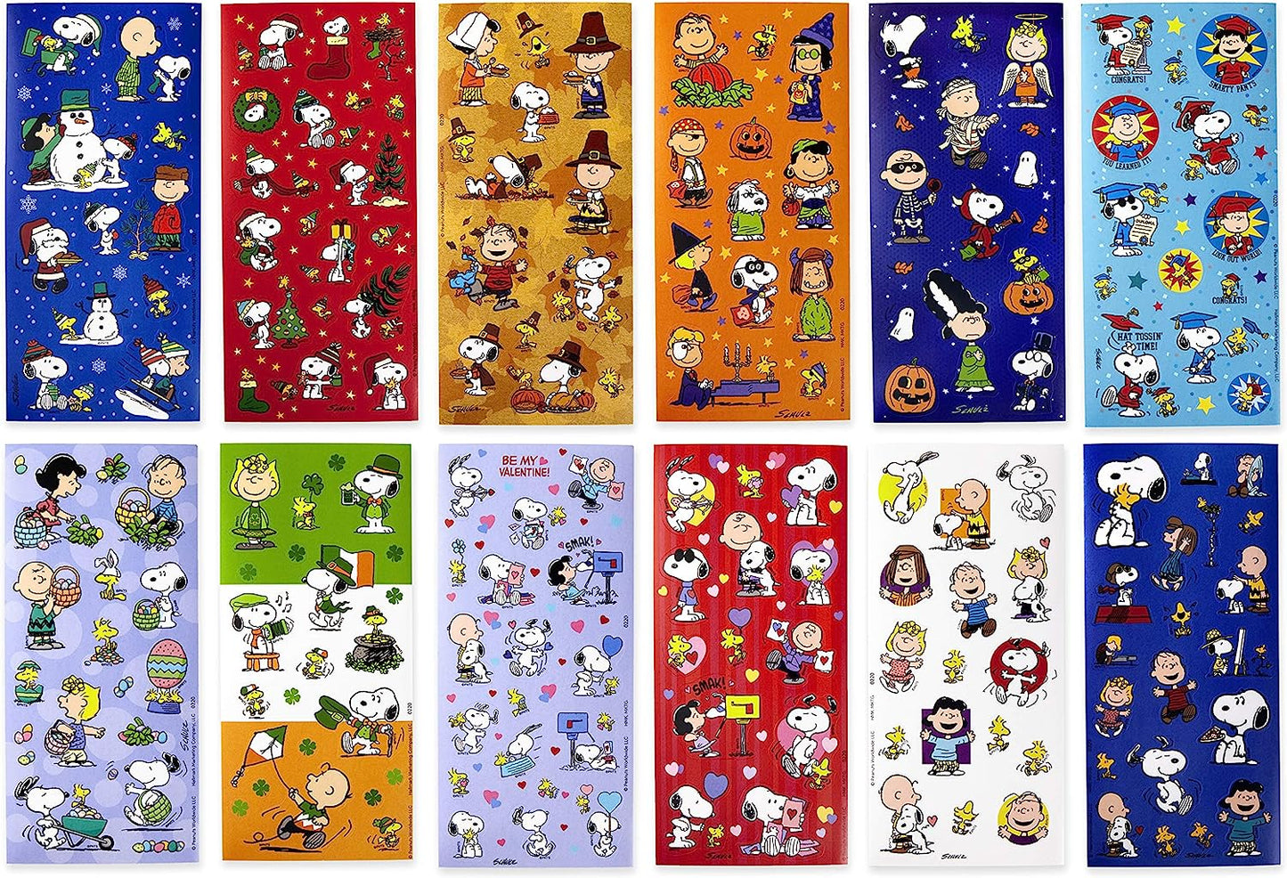 Peanuts Stickers (Pack of 237 Stickers, 12 Sheets) for Easter, Back to School, Halloween, Holiday and More  for Kids