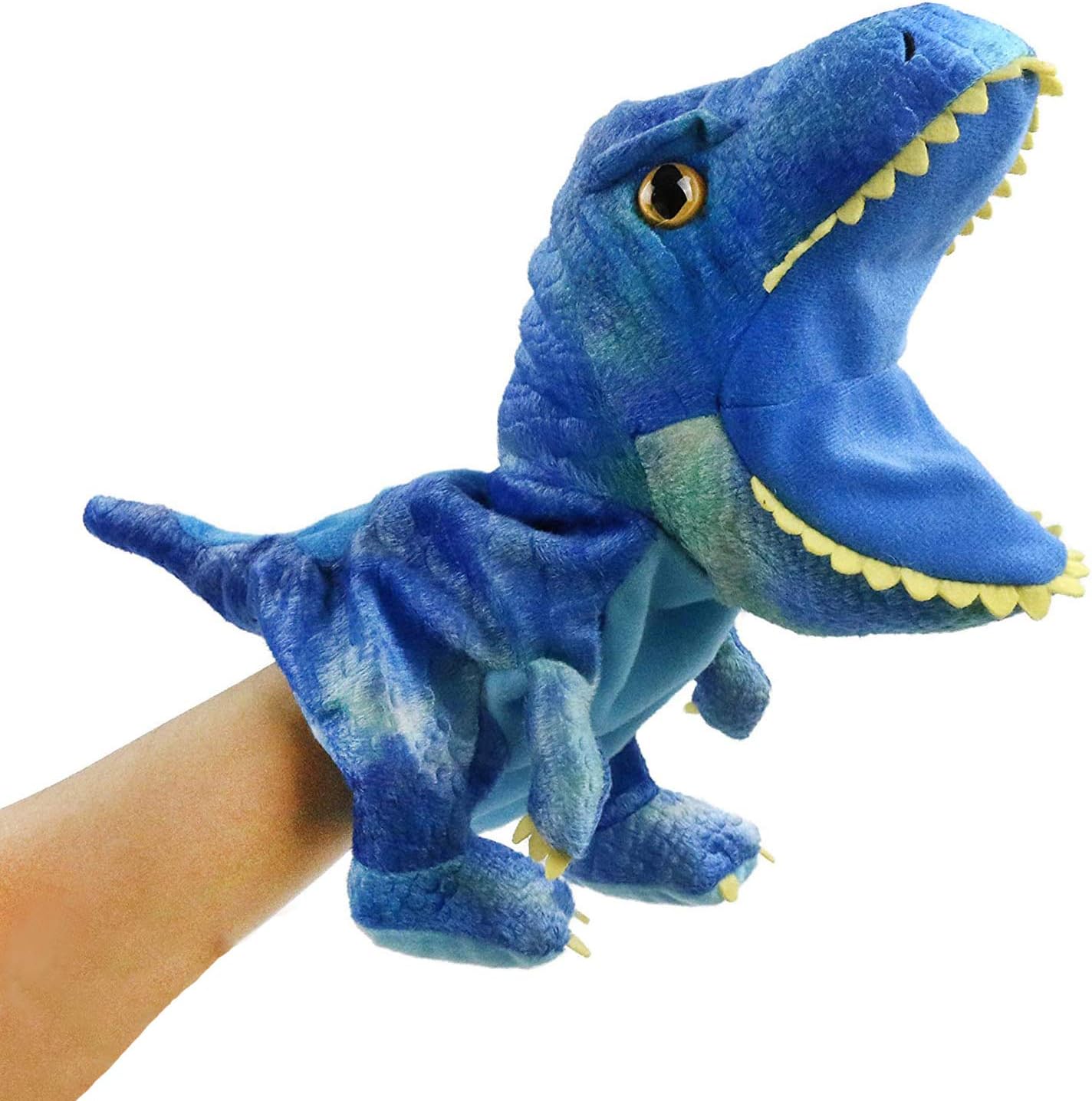 Plush Dinosaur Hand Puppets, Dinosaur Stuffed Animal Cute Soft Plush Toy, Great Birthday Gift for Kids, 11 inches Open Movable Mouth for Creative Role Play