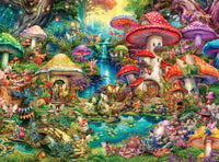 Aimee Stewart, Merry Mushroom Village Picnic, 1000 Piece Jigsaw Puzzle for Adults, Challenging Puzzle Perfect for Game Nights, Finished Size 26.75 x 19.75