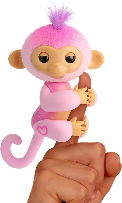 Cute Fingers walk Interactive Baby Monkey Reacts to Touch, 70+ Sounds & Reactions, Harmony (Pink)