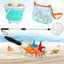 Shark Tooth Sifter, Beach Sand Sifter, Sea Shell Scooper for Beach, Shell Bags & Foldable Bucket, Sand Beach Toys for Kids 6 8 10 12