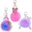 Animal Pom Pom Keychain Cute Fluffy Key, 3 Pieces Ring Unicorn Keychain for Women Bag Accessories