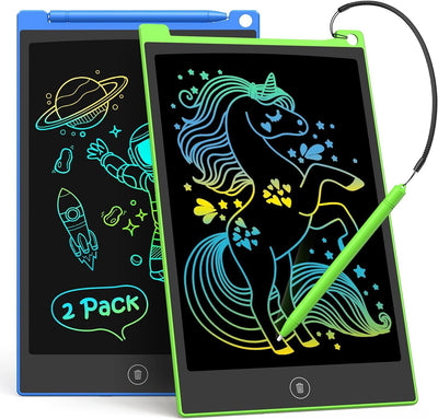 LCD Writing Tablet, Doodle Board Drawing Tablet, 2 Colorful Drawing Pad for Kids, Kids Travel Games Activity, Learning Toys for Toddlers, Educational Toys for 3-6 Year Olds, 8.5 Inch Drawing Tablet - Toyigo