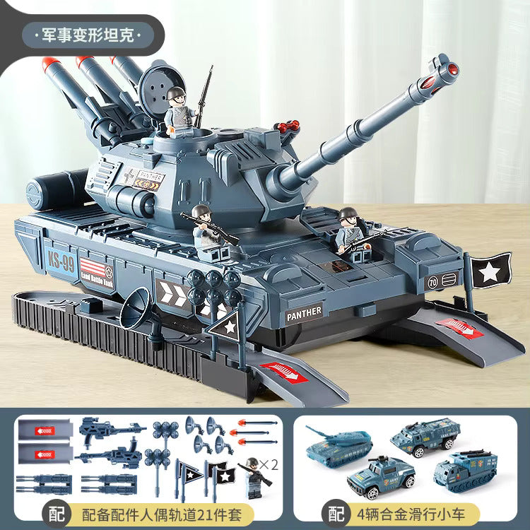 Toy Electric Plastic Tank Models with Light Up and Sound - Mini Military Tank