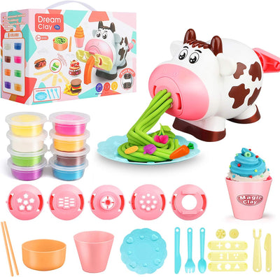 Kids Play Tool Set for Toddlers, 28Pcs Kitchen Creations Noodle Playset and Ice Cream Maker Machine Dough for Kids Play Kit for Kids Birthday Holiday Gift for Kids