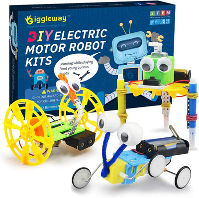 Electric Motor Robotic Science Kits, DIY STEM Toys for Kids, Building Science Experiment Kits for Boys and Girls-Doodling, Balance Car, Reptile Robot (3 Kits)