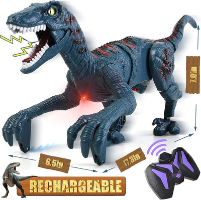 Dinosaur Toys, Remote Control Dinosaur Toys Kids , Jurassic Velociraptor Toys,  Imitates Walking and Sounds, Robot Toys That Can Sing, Shaking Head and Tail - Toyigo