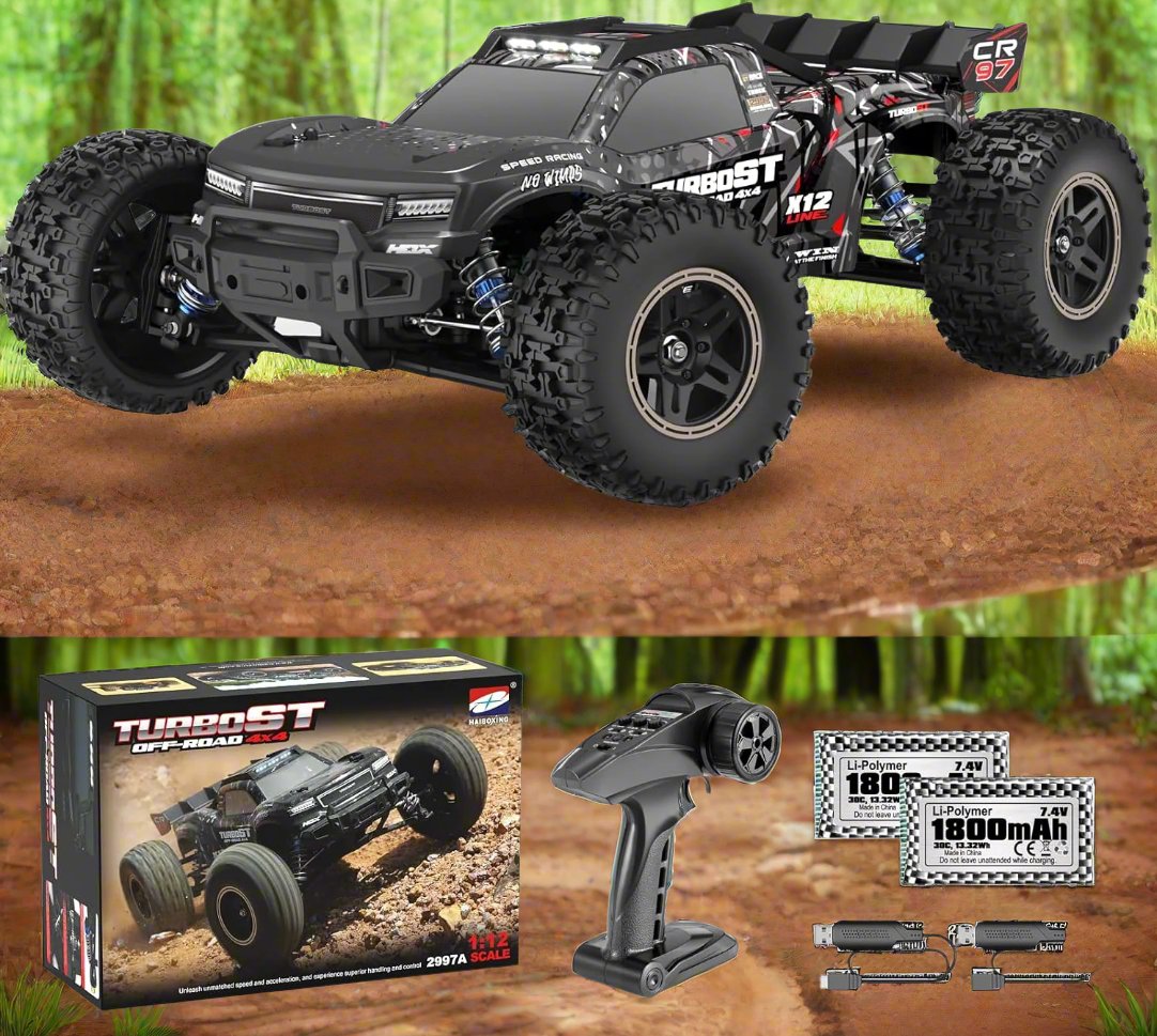 Speed RTR Off-Road RC Cars, 2997A Brushless RC Cars,1/12 Scale 4WD Remote Control Truck with Independent ESC,  Fast RC Cars 45 MPH Max Speed, RC Cars for Adults, Boys, 3S Batteries Applicable (not Included) - Toyigo