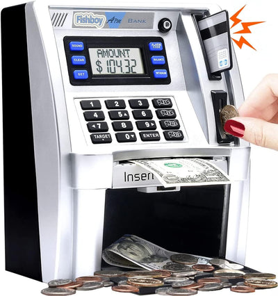 Piggy Bank for Real Money, Kids with Debit Card, Bill Feeder, Coin Recognition, Balance Calculator, Digital Electronic Savings Safe Machine Box