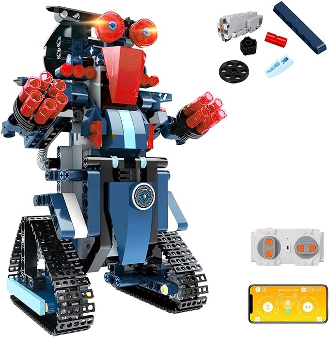 Building Block Toy RC Robot for Kids, App Controlled & Remote Control Robotic Toy for Boys and Girls, Engineering Educational Build Kit, Early Learning Birthday Gift for 8 Years and Up