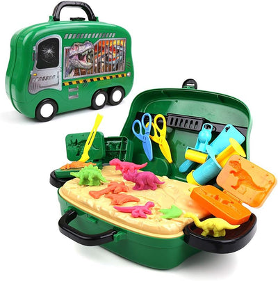 Dinosaur Toys, Clay Pretend Play Set with Molds, Dinosaur Toys Kids in a Portable Suitcase for Boys and Girls