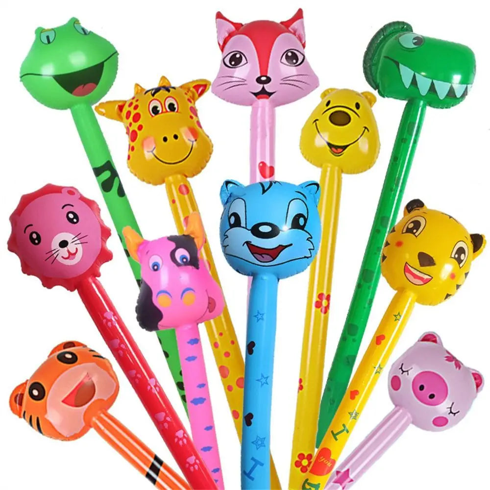 Inflatable Animals Sticks, Jungle Safari Inflatable Toys, Inflatable Hammer Sticks, 11 Pcs Inflatable Animals Sticks, Cartoon Blow Up Inflatable Hammer Sticks - Toyigo