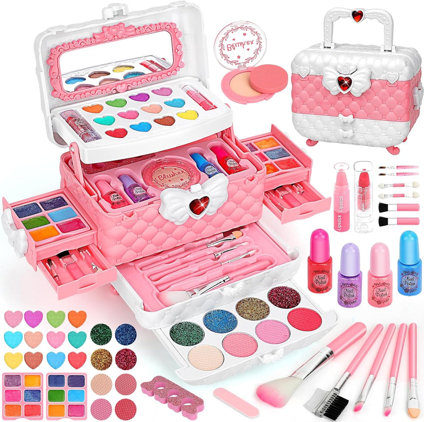 Kids Makeup Kit for Girl, Washable Kids Makeup Kit Girl Toys, Real Little Girls Makeup Kit for Kids 4-12, Children Princess Play Makeup Set, Birthday Gift Christmas Toys for Girls 4 5 6 7 8 9 Year Old