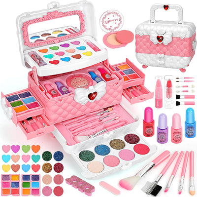 Kids Makeup Kit for Girl, Washable Kids Makeup Kit Girl Toys, Real Little Girls Makeup Kit for Kids 4-12, Children Princess Play Makeup Set, Birthday Gift Christmas Toys for Girls 4 5 6 7 8 9 Year Old