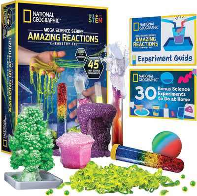 Amazing Chemistry Set, Chemistry Kit with 45 Science Experiments, Including Crystal Growing and Reactions, STEM Gift for Kids, Boys & Girls - Toyigo