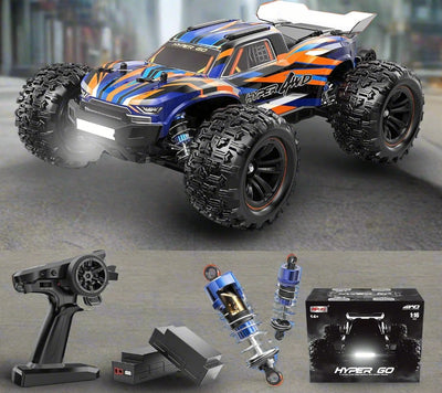 Remote Control Car, High Speed Jump RC Monster Truck, 1:16 Scale Ready to Run Fast Remote Control Car,  Off Road RC Cars, 4WD All Terrain RTR RC Truck with 2 LiPo Batteries for Boys and Adults - Toyigo