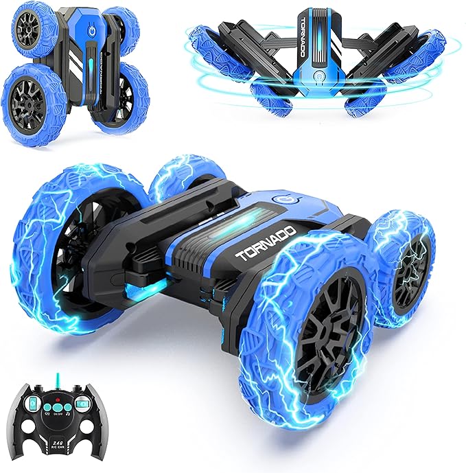 RC Cars -TD202 Remote Control Car,360 Flip Spinning RC Cars with Bright Lights, Double Sided RC Stunt Car, Outdoor All Terrain Rechargeable Electric Car, Boys,Girls Fun Toy Cars Gifts for Kids - Toyigo