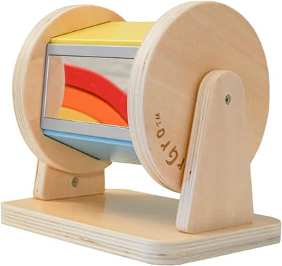 Montessori Baby Toy 3 Months - 2 Years Old +, Montessori Wooden Rainbow Spinning Toy Drum, Baby Montessori Toys, Educational Toys for Early Development - Toyigo