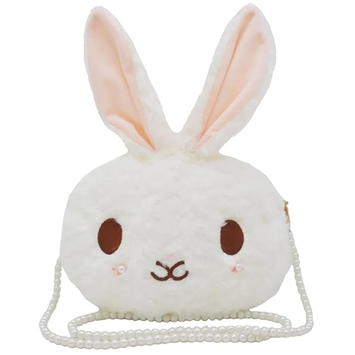 Cute Bunny Crossbody Bag, Cartoon Plush Rabbit Backpack, Kawaii Fluffy Plush, Animal Purse Lovely Lolita Girl Handbag for kids Teenagers Lovely Fluffy Bunny Pearl Backpack - Toyigo