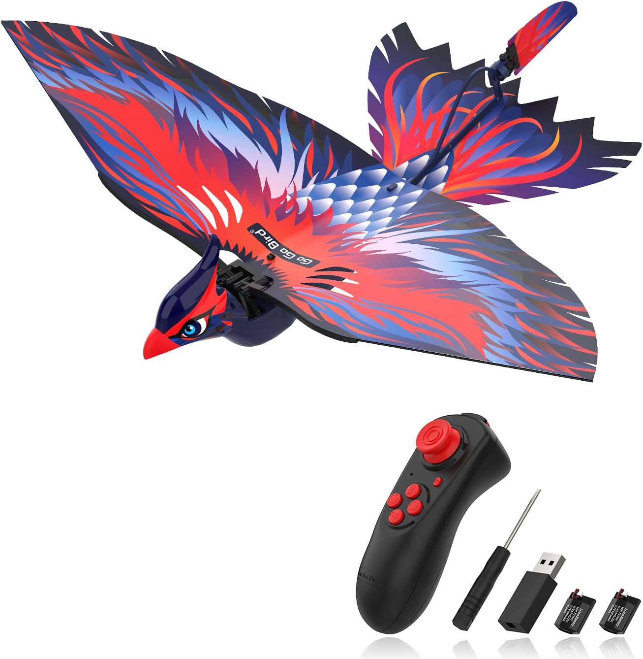 2.4G Remote Control Bird Toy, RC Bird Bionic Flying Bird, 6-axis Gyro RC Bird, Fabric Single Wing Lifting Design, Easy Indoor Outdoor RC Toy for Kids - Toyigo