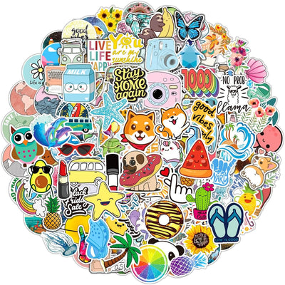 200 PCS Water Bottle Stickers for Kids Teens, Cute Vinyl Waterproof Laptop Skateboard Stickers, Aesthetic Car Decals Computer Hydroflask Stickers for Adults Teens Kids Girls