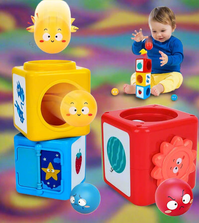 Toddler Stacking Tower with Expression Balls ?? Educational Fun and Interactive Baby Toy