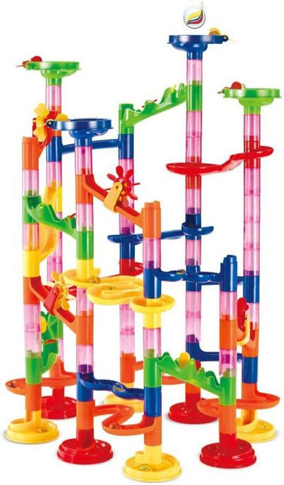 Marble Run Race Coaster Set, Marble Run Railway Toys [ 105 Pieces ] Construction Toys, Building Blocks Set, Marble Run Race Coaster Maze Toys for Kids